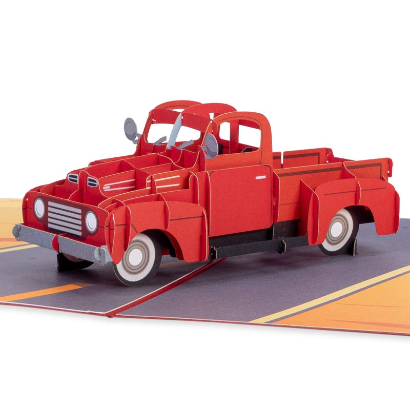 Paper Love 3D Classic Truck Valentines Day Pop Up Card, Gift For Dad, Husband, Son, Anyone - 5" x 7" Cover - Includes Envelope and Note Tag - Image 1